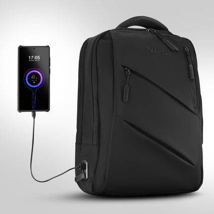 Juoda nešiojamojo kompiuterio kuprinė, USB-C prievadas, 15 l talpa