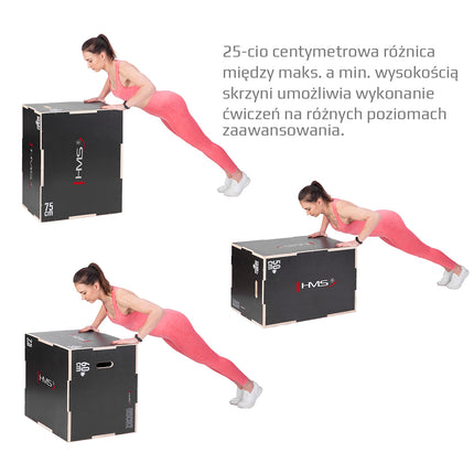 Juoda pliometrinė dėžutė krūtinės pratimams
