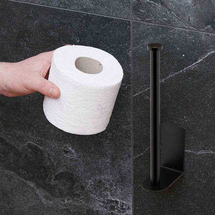 Juodas lipnus tualetinio popieriaus laikiklis - 2 ritinėlių talpa