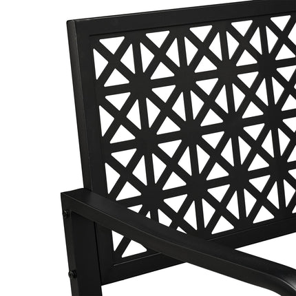 Juodo plieno sodo suoliukas - geometrinis dizainas