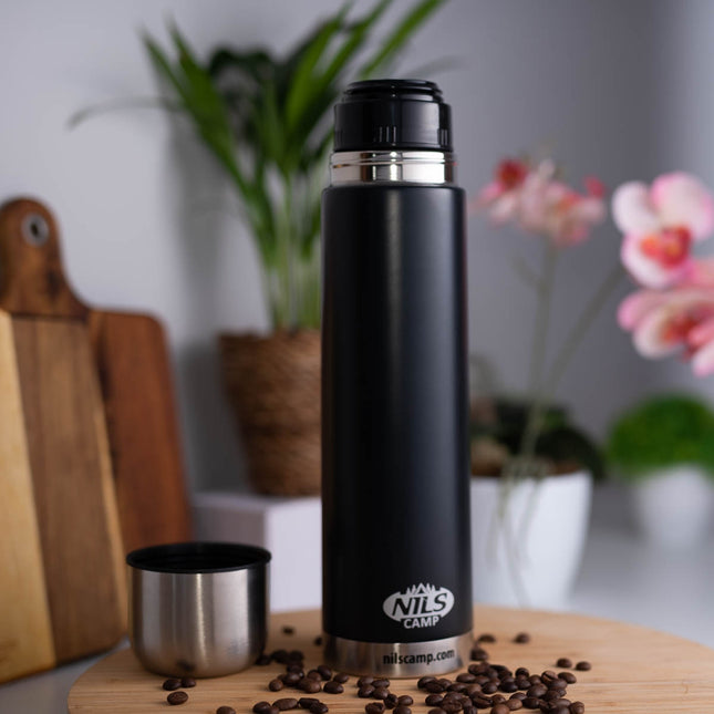 Juodas termosas, nerūdijančio plieno, 500 ml