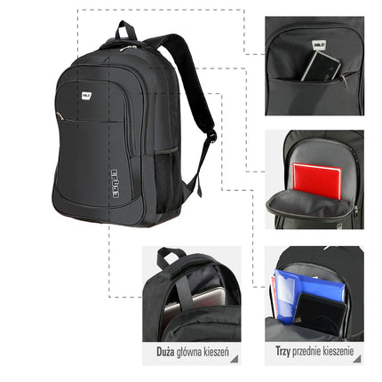 Juoda miesto kuprinė, patvari, erdvi, unisex