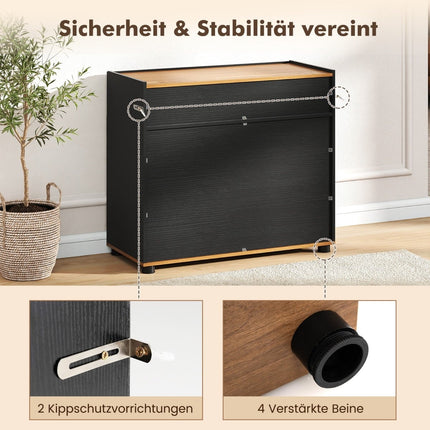 Juoda medinė komoda su stalčiumi ir 2 durelėmis, 80 cm