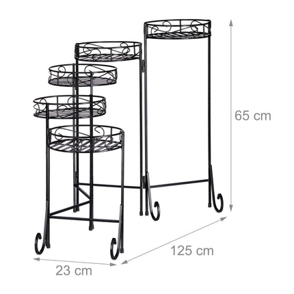 Juodas gėlių postamentas iš metalo