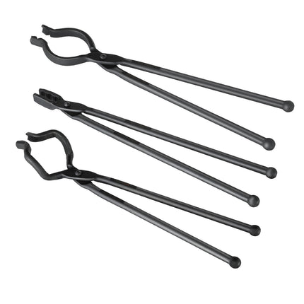 Blacksmith Tongs Set, 3-Piece 18 in Carbon Steel, V-Bit Wolf ZV