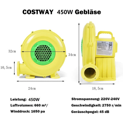 450 W elektrinis ventiliatorius-oro pūstuvas pripučiamiems žaislams