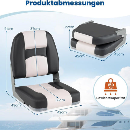 Valties sėdynių komplektas, 2 vnt., sulankstomos, PVC oda, 7 cm pagalvėlė