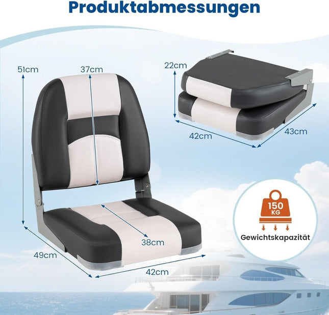 Valties sėdynių komplektas, 2 vnt., sulankstomos, PVC oda, 7 cm pagalvėlė