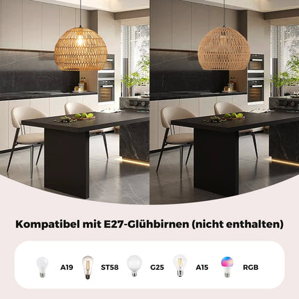 Boho pakabinamas šviestuvas, reguliuojamo aukščio, popierinis gaubtas