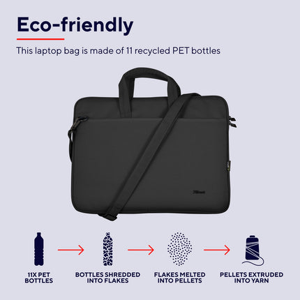 Bologna Laptop bag 16" Eco-friendly Black