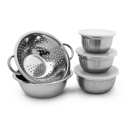 Bowl set in stainless steel