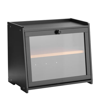 Bread Box, Double Layer Bamboo with Acrylic Door, Black