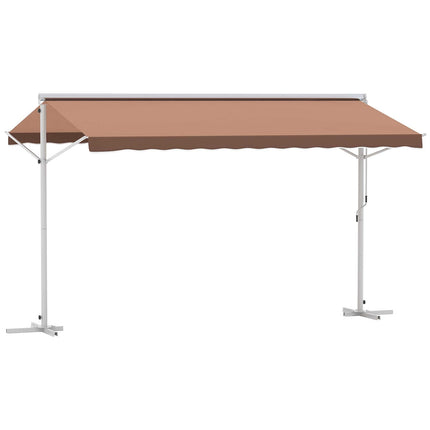 Pastatoma sodo markizė su sulankstoma rankena, terasai, ruda, 4x3m