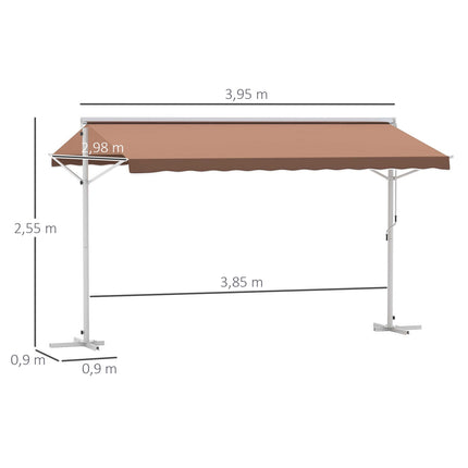 Pastatoma sodo markizė su sulankstoma rankena, terasai, ruda, 4x3m