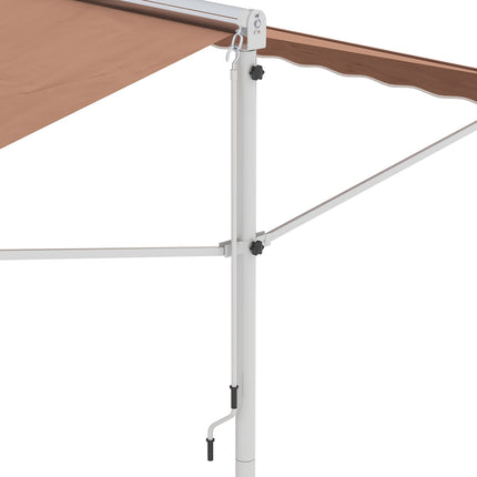 Pastatoma sodo markizė su sulankstoma rankena, terasai, ruda, 4x3m