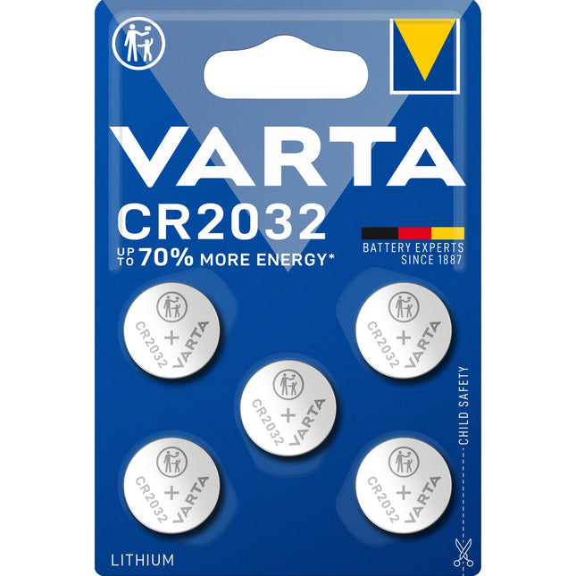 CR2032 3V Lithium Button cell battery 5-pack