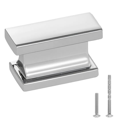 Cabinet Knobs, 10 Pack, 36 mm Rectangular Chrome Zinc Alloy