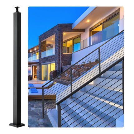 Cable Railing Post, 36 Inch 2x2, No Holes, Black