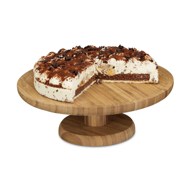 Cake plate on bamboo base