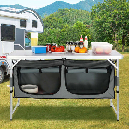 Camping Kitchen Table, Foldable, Adjustable Height, Bag