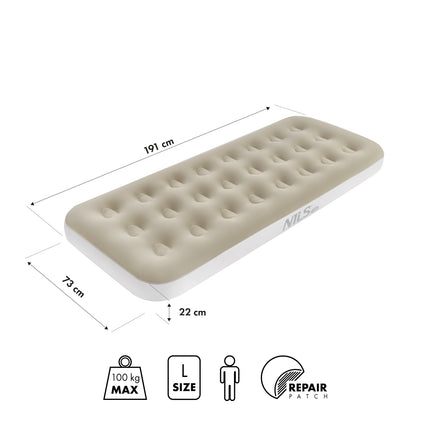 Camping Mattress 191x73x22 cm, Beige