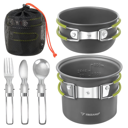 Kempingo maisto rinkinys, sulankstomas aliuminis, 1,2 l talpos