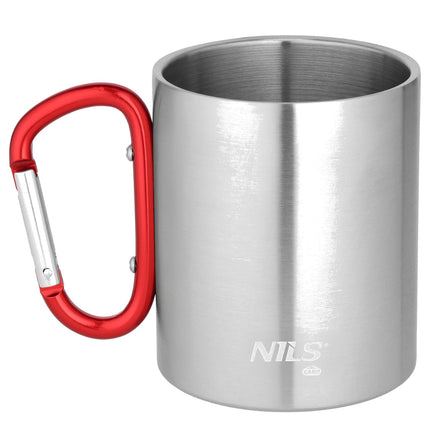 Kempingo puodelis su karabinu, 300 ml, nerūdijančio plieno