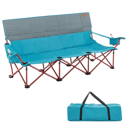 Camping chair for 3 people with padded seat &amp; Cup holder &amp; 450 kg load capacity blue