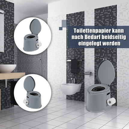 Kempingo tualetas, nešiojamas, kelioninis, mobilus tualetas su nuimamu kibiro įdėklu, pilkas