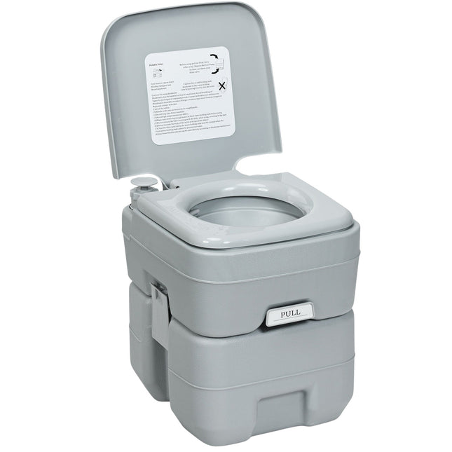 Kempingo tualetas, kelioninis tualetas, mobilus tualetas, nešiojamas lauko tualetas, 20 l, pilkas