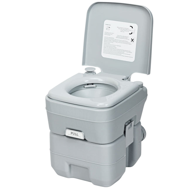 Kempingo tualetas, kelioninis tualetas, mobilus tualetas, nešiojamas lauko tualetas, 20 l, pilkas