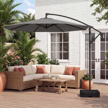 Cantilever Parasol 300 cm with Crank and Stand, 360° Rotatable, Grey