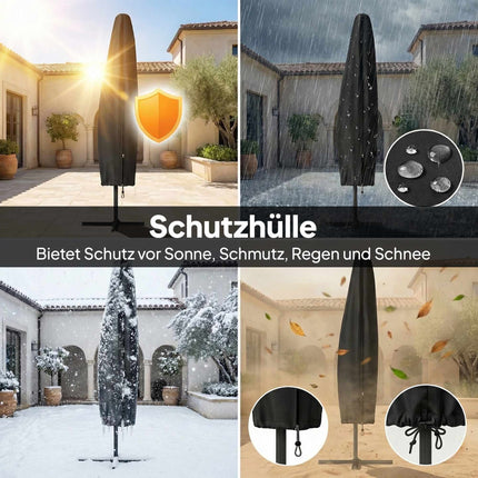 Konsolinis terasos skėtis su LED šviesa, 3x3m, smėlio spalvos
