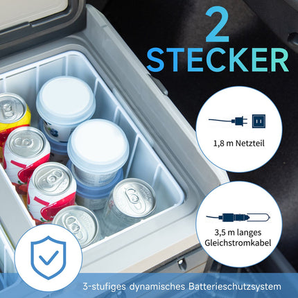 Automobilinis šaldymo dėžė, 30 l, su LCD ekranu, kompresoriumi, automobiliniu šaldytuvu, elektriniu laivu, kemperiu, kelionėms, 12/24 V nuolatine srove ir 110-240 V kintamąja srove, balta