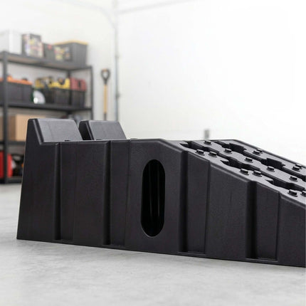 Car Ramps 2-Piece Set with 5 Tonne Capacity and Wheel Stop, Non-Slip, Black