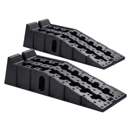 Car Ramps 2-Piece Set with 5 Tonne Capacity and Wheel Stop, Non-Slip, Black