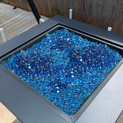 Caribbean Blue Fire Pit Glass Beads, 10 lb, 1 Inch