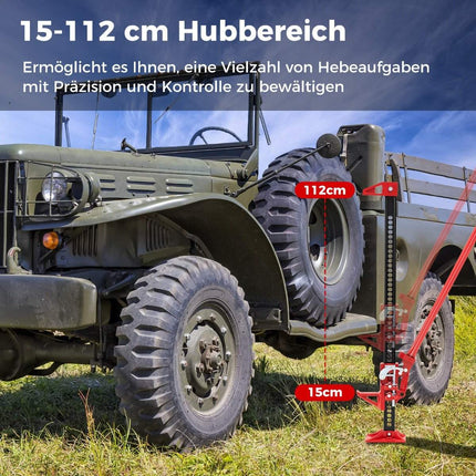 Automobilio domkratas 3T, aukšto pakėlimo universalus domkratas, visureigis, strypinė gervė, 112 cm, raudonas