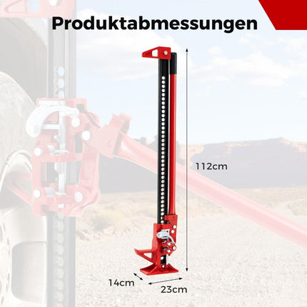 Automobilio domkratas 3T, aukšto pakėlimo universalus domkratas, visureigis, strypinė gervė, 112 cm, raudonas