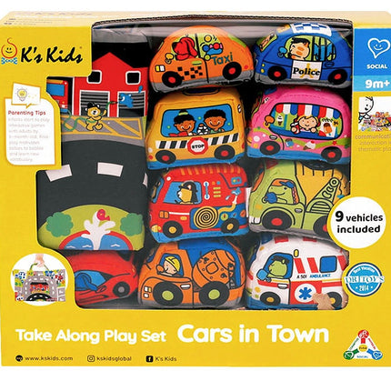 Kūdikių žaidimų kilimėlis „Cars in Town“, minkštas, didelis, lengvai valomas