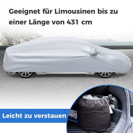 Automobilio brezentas su užtrauktuku ir kišene, atsparus oro sąlygoms, 455 x 165 x 115 cm, sidabro spalvos