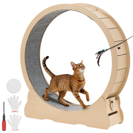 Cat Exercise Wheel 120cm, Wooden, Quiet Locking Base