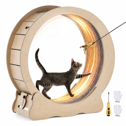 Cat Exercise Wheel 29.5-Inch, Detachable Carpet, Lock