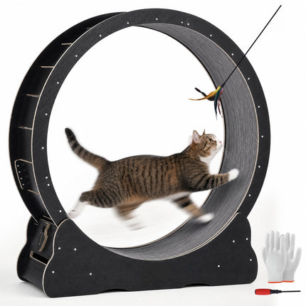 Cat Exercise Wheel, Wooden 43.3-Inch, Quiet, Carpet