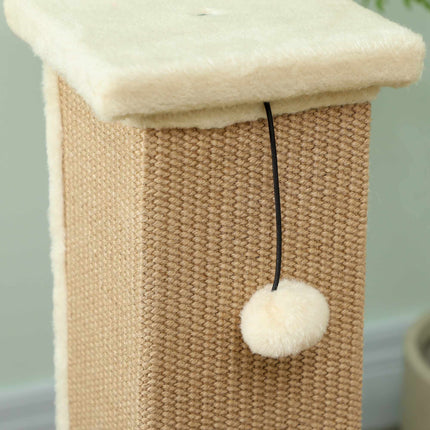 Cat Scratching Post 81 cm with Natural Jute and Ball Toy, Plush Base, Beige
