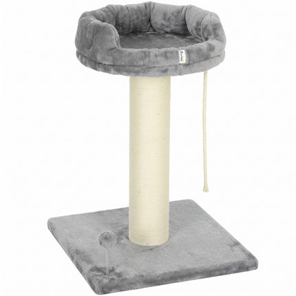 Cat Scratching Tree with Plush Bed, 55 x 55 x 83 cm, Grey, Cat Toy Included