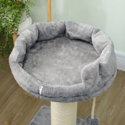 Cat Scratching Tree with Plush Bed, 55 x 55 x 83 cm, Grey, Cat Toy Included