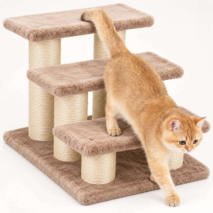 Cat Stairs with 3 Steps and Sisal Posts for Senior Cats, Up to 50 kg