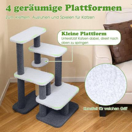 Kačių bokštas su sizalio stulpu ir 4 platformomis, pilkas