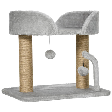 Draskynė katėms 42 cm, džiuto draskyklė, platforma, pilka